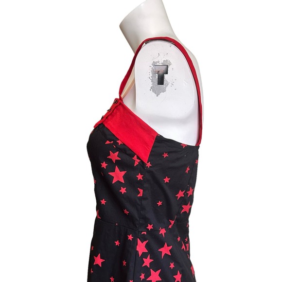 Vintage 90's Y2K Morbid Threads Red & Black Goth Star Print Sleeveless Dress M - Picture 6 of 9